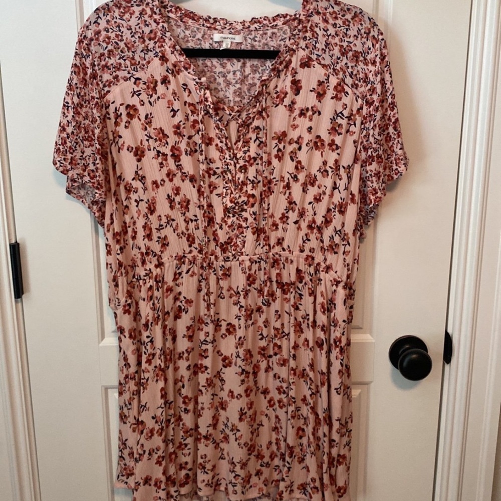 Maurice’s Pink Floral Long Tunic With Pockets